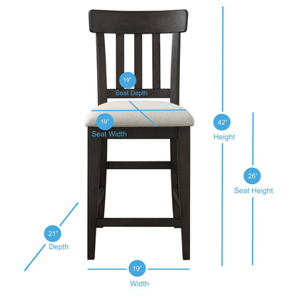 Pair of Napa Counter Chairs by Start2Finish, modern wooden furniture with cushioned seats and backrests for kitchen or bar seating.