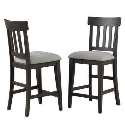 Pair of Napa Counter Chairs by Start2Finish with wooden seats and metal legs, ideal for kitchen or bar counter seating.