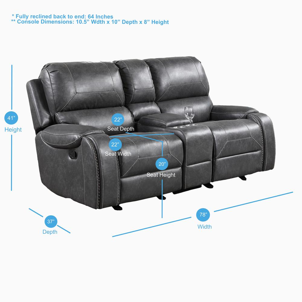 Gray Keily Manual Console Loveseat by Start2Finish, featuring plush cushions and a sleek design with built-in console.