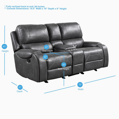Gray Keily Manual Console Loveseat by Start2Finish, featuring plush cushions and a sleek design with built-in console.