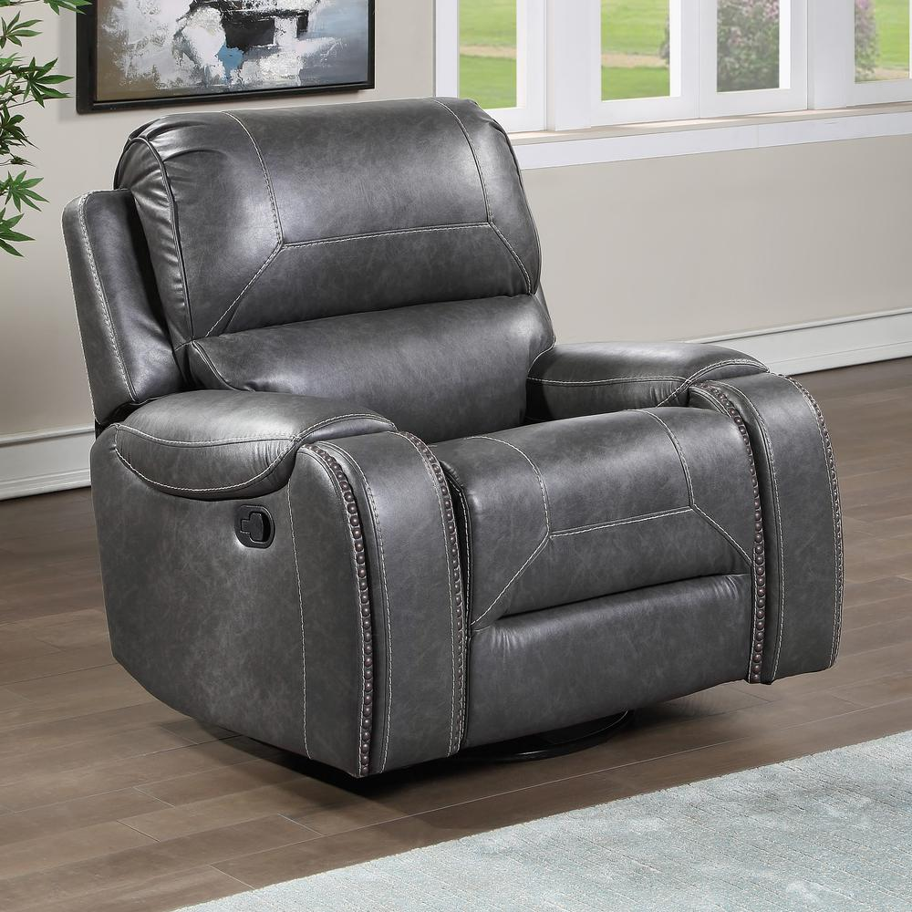 Gray Keily manual recliner chair by Start2Finish, featuring plush upholstery and a sturdy wooden frame for comfortable seating.