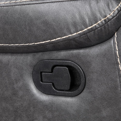 Gray Keily manual recliner from Start2Finish, showcasing plush fabric upholstery and a comfortable, adjustable seating position.