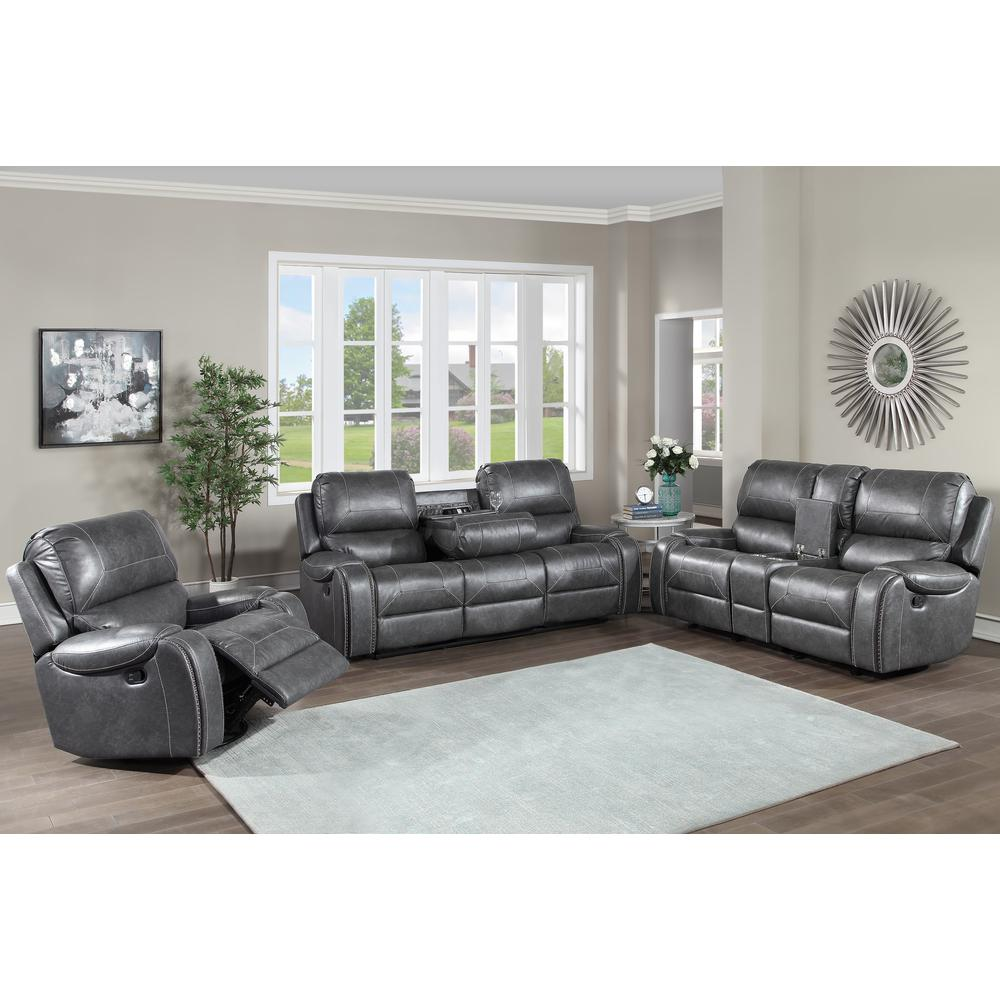 Gray Keily manual recliner chair from Start2Finish, showcasing plush upholstery and reclining mechanism in a modern furniture setting.