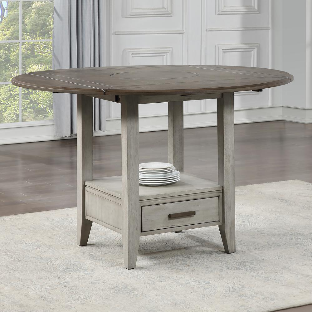 Start2Finish abacus drop leaf counter table with wooden surface, foldable drop leaves, and sturdy legs for versatile workspace.