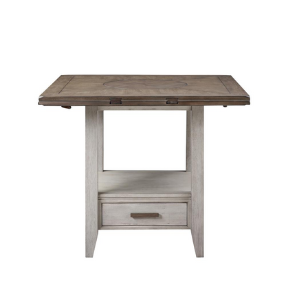 Start2Finish Abacus Drop Leaf Counter Table with wooden surface and foldable leaves, ideal for versatile workspace or dining area.