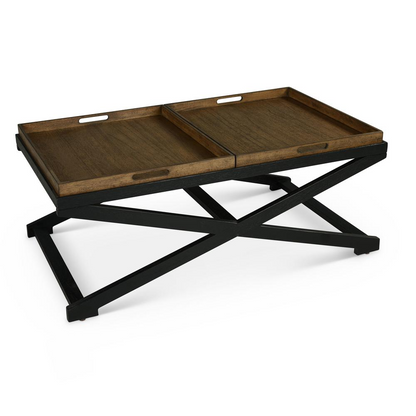 Start2Finish Topeka Cocktail Table with a sleek wooden surface and sturdy metal legs, ideal for modern living room setups.
