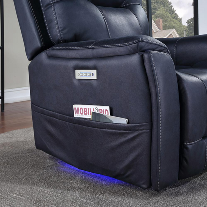 Start2Finish Lexington Power Media Recliner with plush upholstery and built-in cup holders, designed for comfortable relaxation.