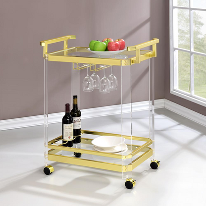 Start2Finish Aerin Server Cart with casters, modern furniture piece featuring a sleek design and mobile functionality.