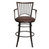Start2Finish Bayview Swivel Barstool with cushioned seat, wooden legs, and metal footrest, shown from a side angle.