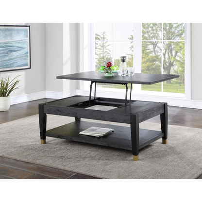 Start2Finish Yves lift-top coffee table with storage, featuring a modern wooden design and a functional lift-top surface.