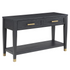 Start2Finish Yves sofa table in 48x18x30 inches with a sleek wooden surface and modern design, shown in a living room setting.