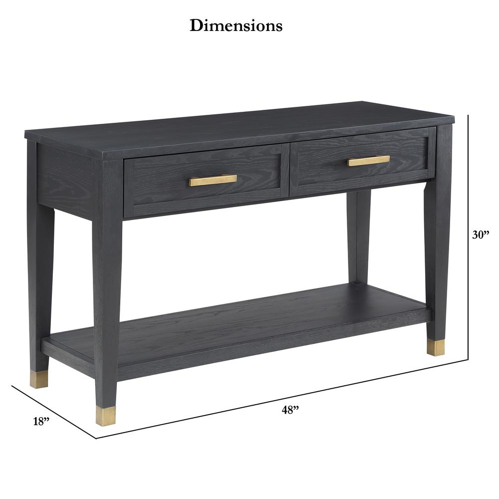 Start2Finish Yves sofa table in wood finish, measuring 48x18x30 inches, with a sleek rectangular top and sturdy legs.