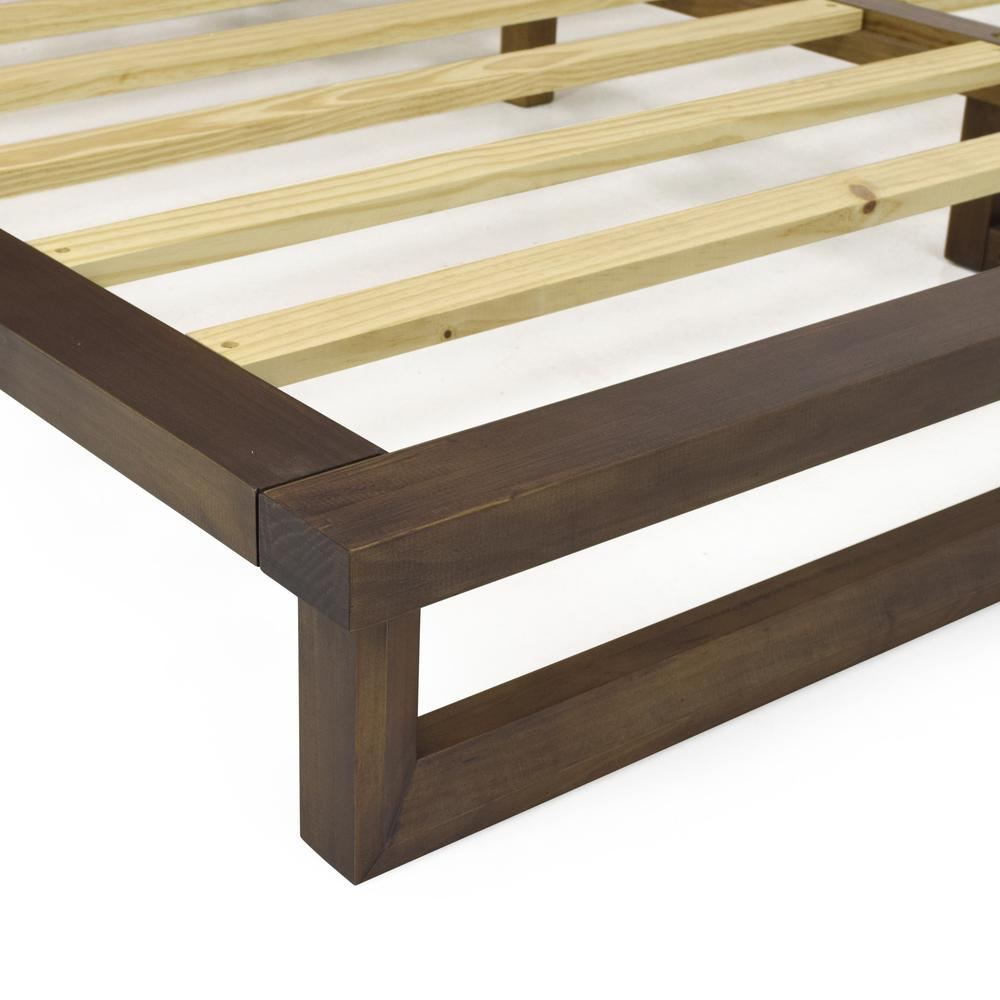 Start2Finish Lofton Queen Platform Bed showing a modern wooden frame with a headboard and clean lines in a bedroom setting.