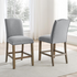Start2Finish Grayson counter chair with nailhead trim, showcasing a stylish upholstered furniture piece with a wooden base and nailhead accents.