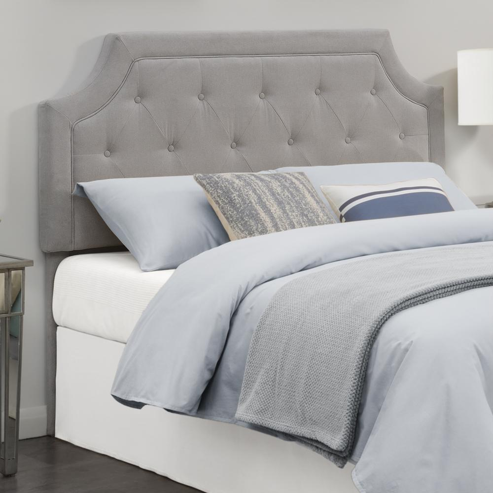 Grey Alta Full/Queen Headboard by Start2Finish, showcasing a modern upholstered headboard with a sleek design.