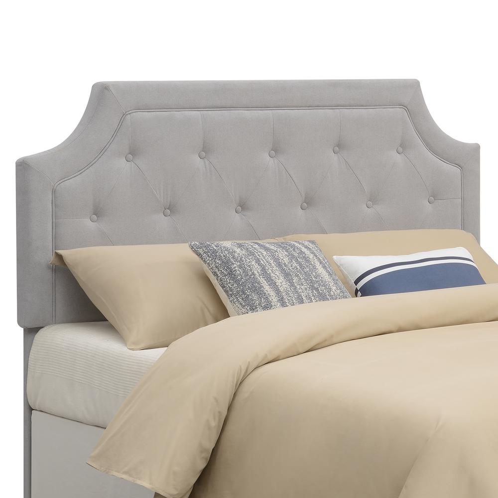 Start2Finish Alta full/queen grey headboard featuring a padded, upholstered design with clean, modern lines for bedroom decor.