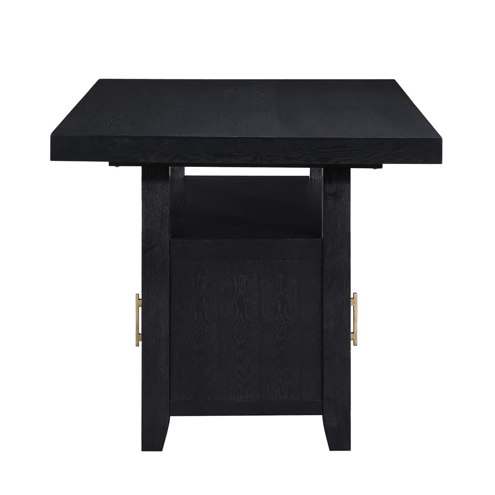 Yves Black Counter Table with Storage by Start2Finish, modern furniture featuring a sleek black finish and integrated storage shelves.