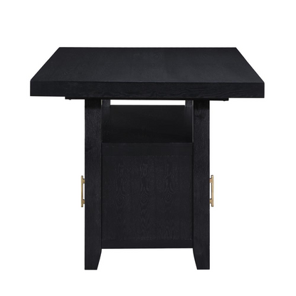 Yves Black Counter Table with Storage by Start2Finish, modern furniture featuring a sleek black finish and integrated storage shelves.