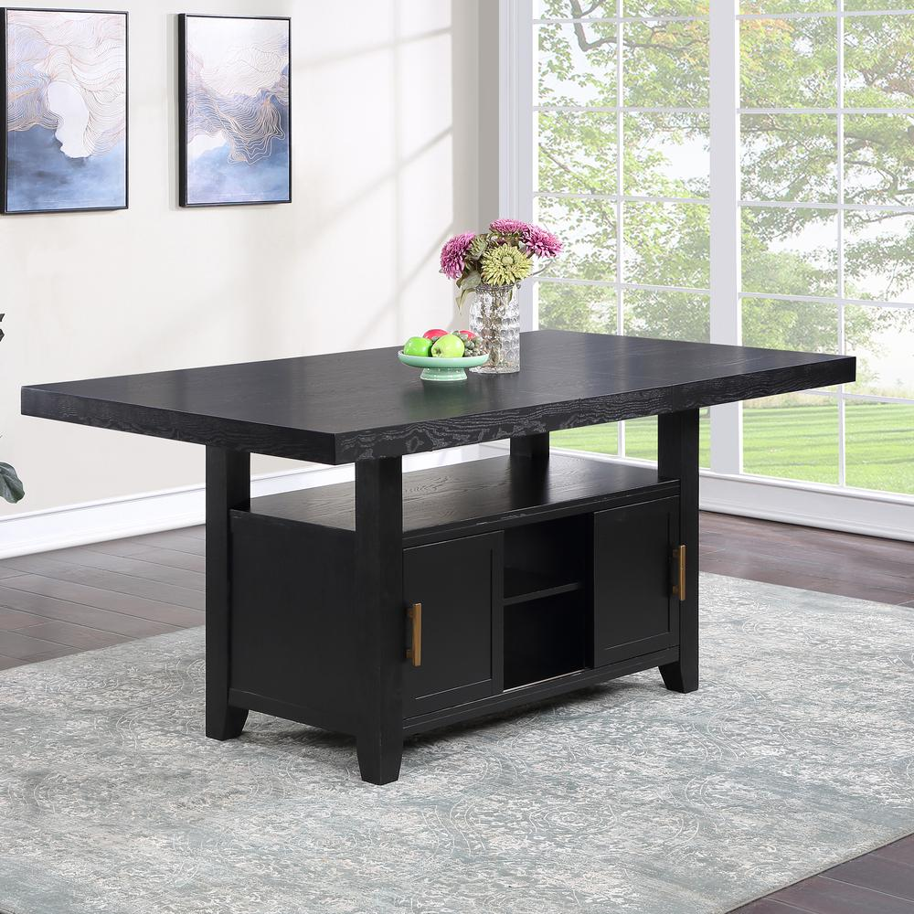 Yves Black Counter Table with Storage by Start2Finish, modern furniture piece featuring a sleek black finish and integrated storage compartments.