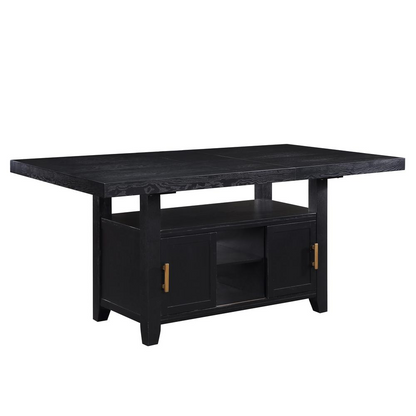 Yves Black Counter Table with Storage by Start2Finish, modern furniture with a sleek black finish and built-in storage compartments.