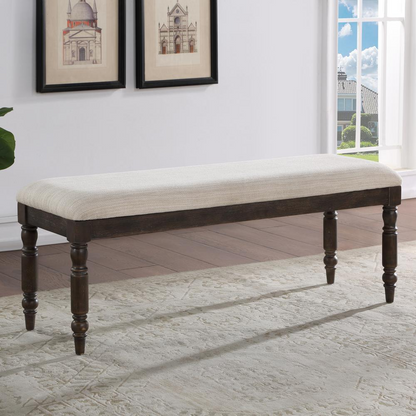 Start2Finish Hutchins dining bench with wooden seat and sturdy metal legs, ideal for kitchen or dining room seating.