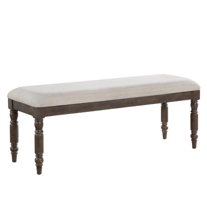 Start2Finish Hutchins Dining Bench with wooden legs and cushioned seat for comfortable, stylish dining room seating.