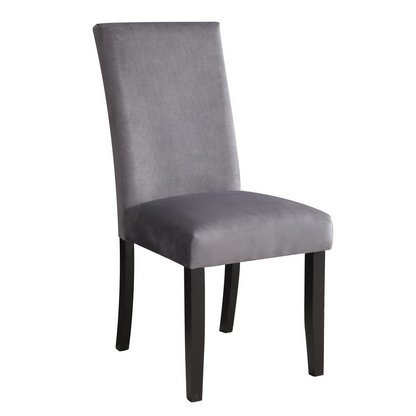 Napoli gray velvet side chair by Start2Finish, showcasing a plush upholstered seat and sleek wooden legs.