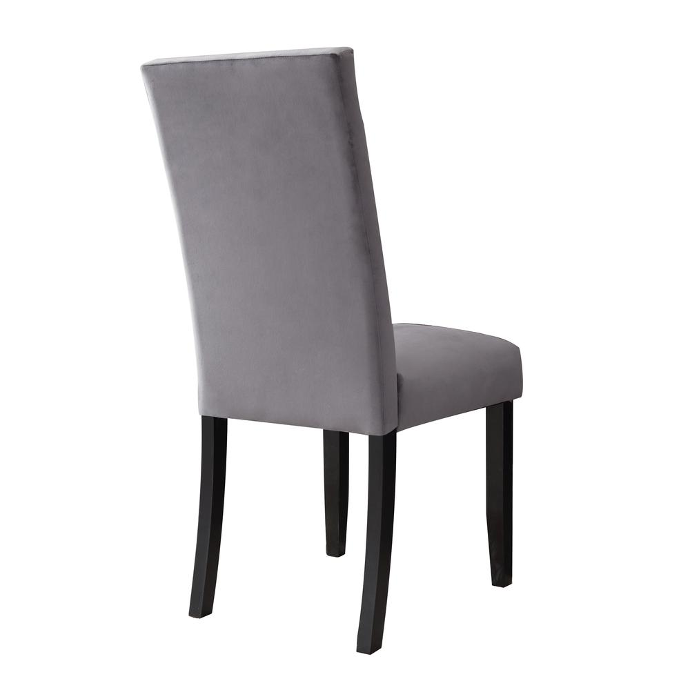 Napoli Gray Velvet Side Chair by Start2Finish showing a sleek, upholstered velvet seat with wooden legs and modern design.