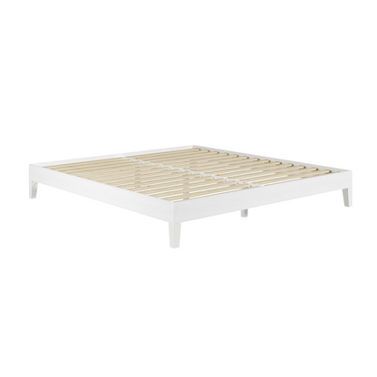 Start2Finish Nix Solid Wood King Platform Bed in white, showcasing a sturdy wooden frame and clean, modern design.