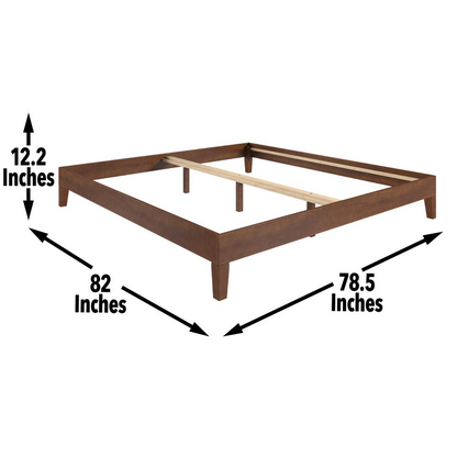Solid wood king platform bed in natural finish by Start2Finish, showcasing its sturdy frame and minimalist design.