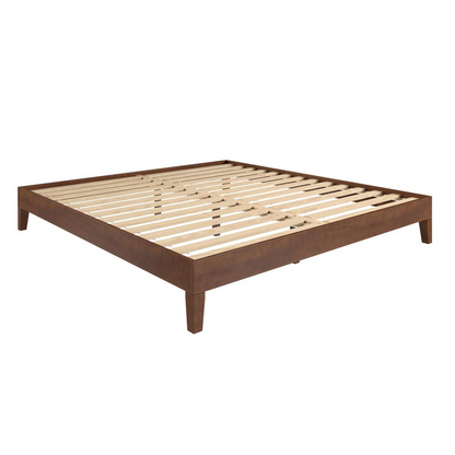 Natural Nix Solid Wood King Platform Bed by Start2Finish featuring a sleek, sturdy wooden frame and minimalist design.
