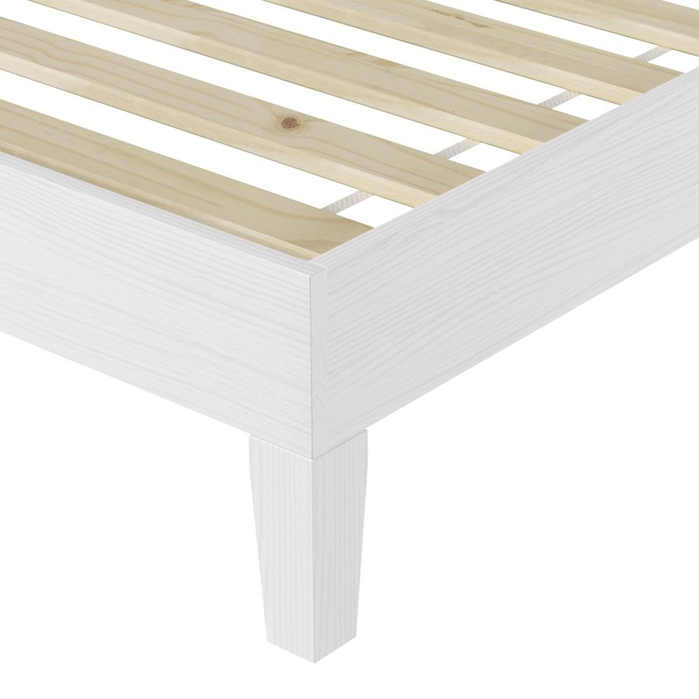 Twin Nix White Solid Wood Platform Bed by Start2Finish with clean lines and sturdy design, shown in a modern bedroom setting.