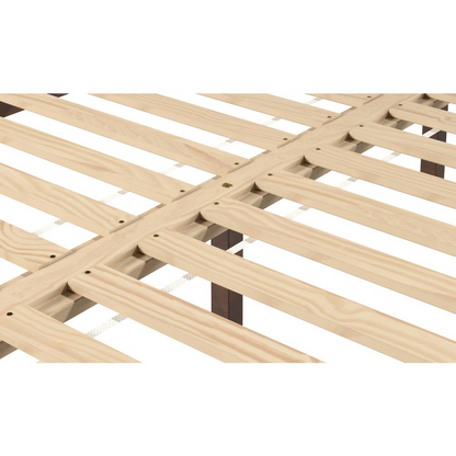 Nix Solid Wood Queen Platform Bed by Start2Finish in natural finish, showcasing the sturdy wooden frame and clean design.