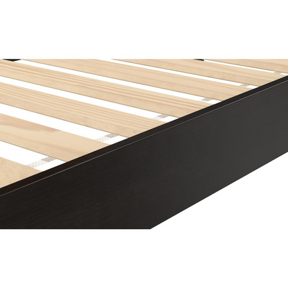 Start2Finish Nix solid wood platform bed in black, showcasing a sleek, modern design with a sturdy frame and clean lines.