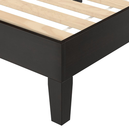 Start2Finish Nix solid wood full platform bed in black, showcasing a sleek, modern design with a sturdy wooden frame.