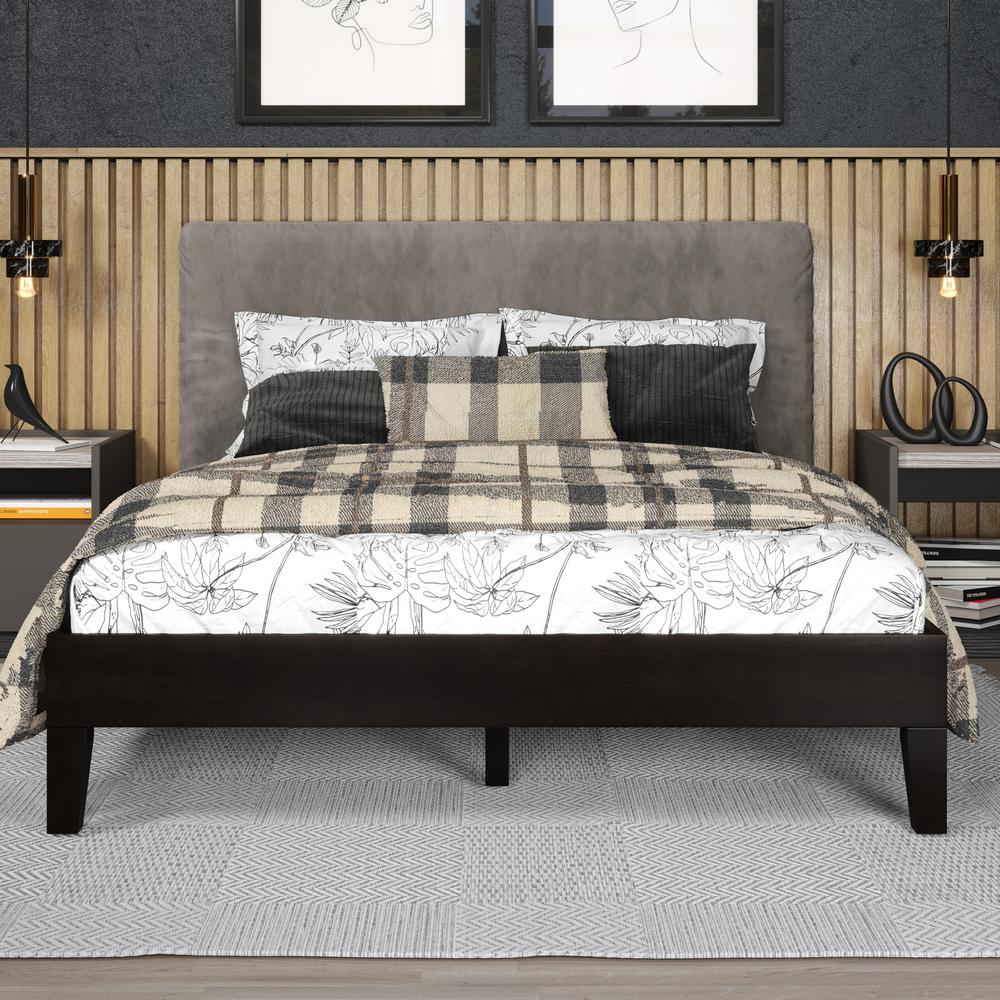 Start2Finish Nix Solid Wood Full Platform Bed in black, showcasing a sleek, sturdy black wooden bed frame with clean lines and a modern design.
