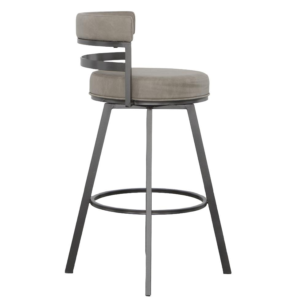 Start2Finish Gene 30-inch swivel bar stool with a modern design, featuring a cushioned seat and metal base.