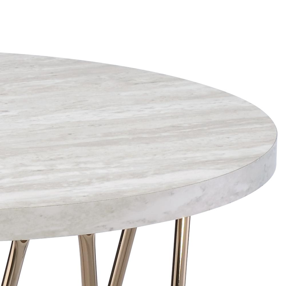 Start2Finish Rowyn faux marble top end table with sleek metal legs, modern design, and smooth marble surface.