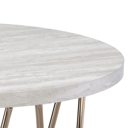 Start2Finish Rowyn faux marble top end table with sleek metal legs, modern design, and smooth marble surface.