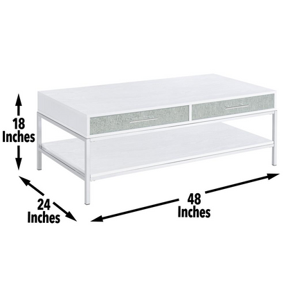 Start2Finish Mirage coffee table with sleek wooden top and metal legs, modern living room furniture piece.