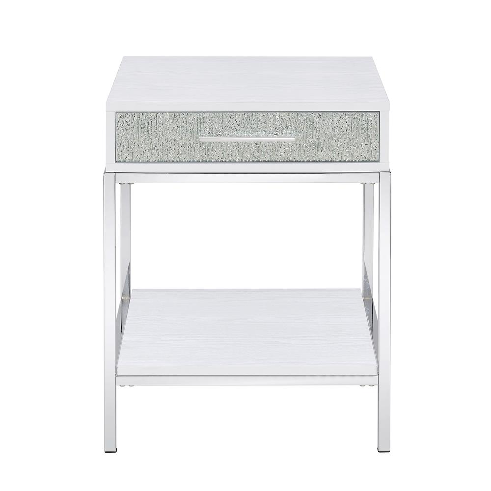 Start2Finish Mirage side table with a sleek wooden top and metal legs, designed for modern living spaces.