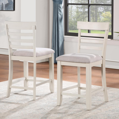 White Hyland 24-inch counter stool by Start2Finish with a modern design and wooden legs, suitable for kitchen or bar area.