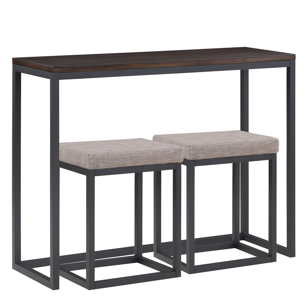 Yukon counter bar with two matching stools from Start2Finish, featuring a modern wooden design and comfortable seating.