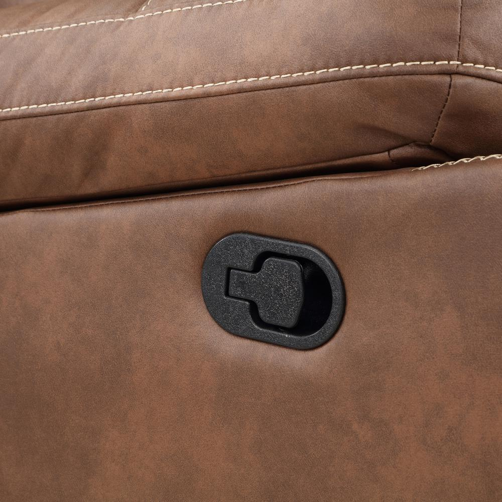 Brown Rudger manual recliner chair from Start2Finish, featuring cushioned upholstery and a reclining mechanism for comfortable seating.