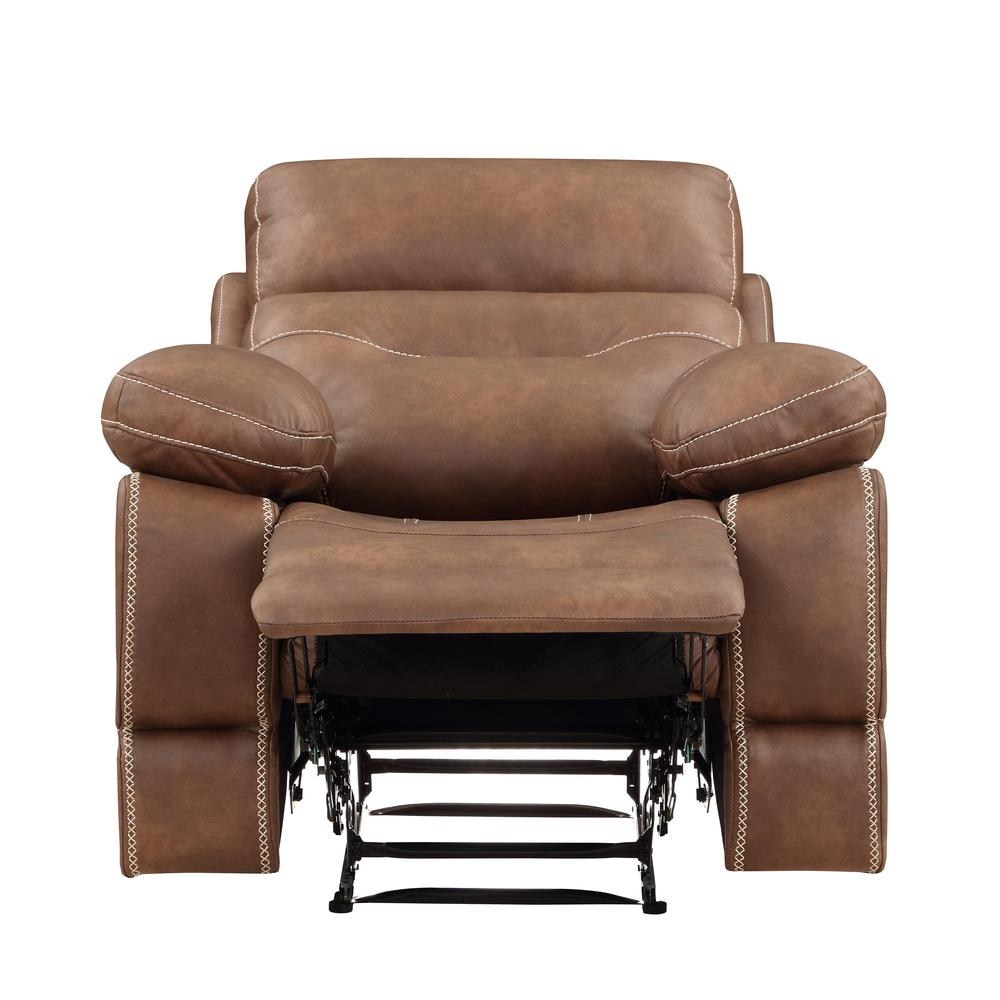 Brown Rudger manual recliner chair from Start2Finish, showcasing plush upholstery and a comfortable, ergonomic design.