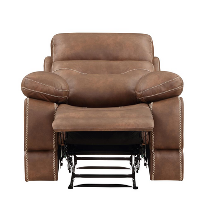Brown Rudger manual recliner chair from Start2Finish, showcasing plush upholstery and a comfortable, ergonomic design.