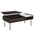 Start2Finish Carrie lift-top coffee table with wooden finish, featuring a raised top for extra table space and storage.
