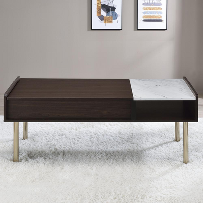 Start2Finish Carrie lift-top coffee table with wood finish and storage space, featuring a functional lift-top design and modern style.