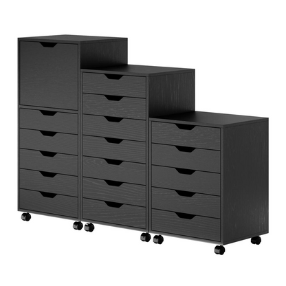 Black Halifax 3-Piece Multi-Drawer Storage Cabinet Set by Start2Finish, featuring multiple drawers in a modern design.
