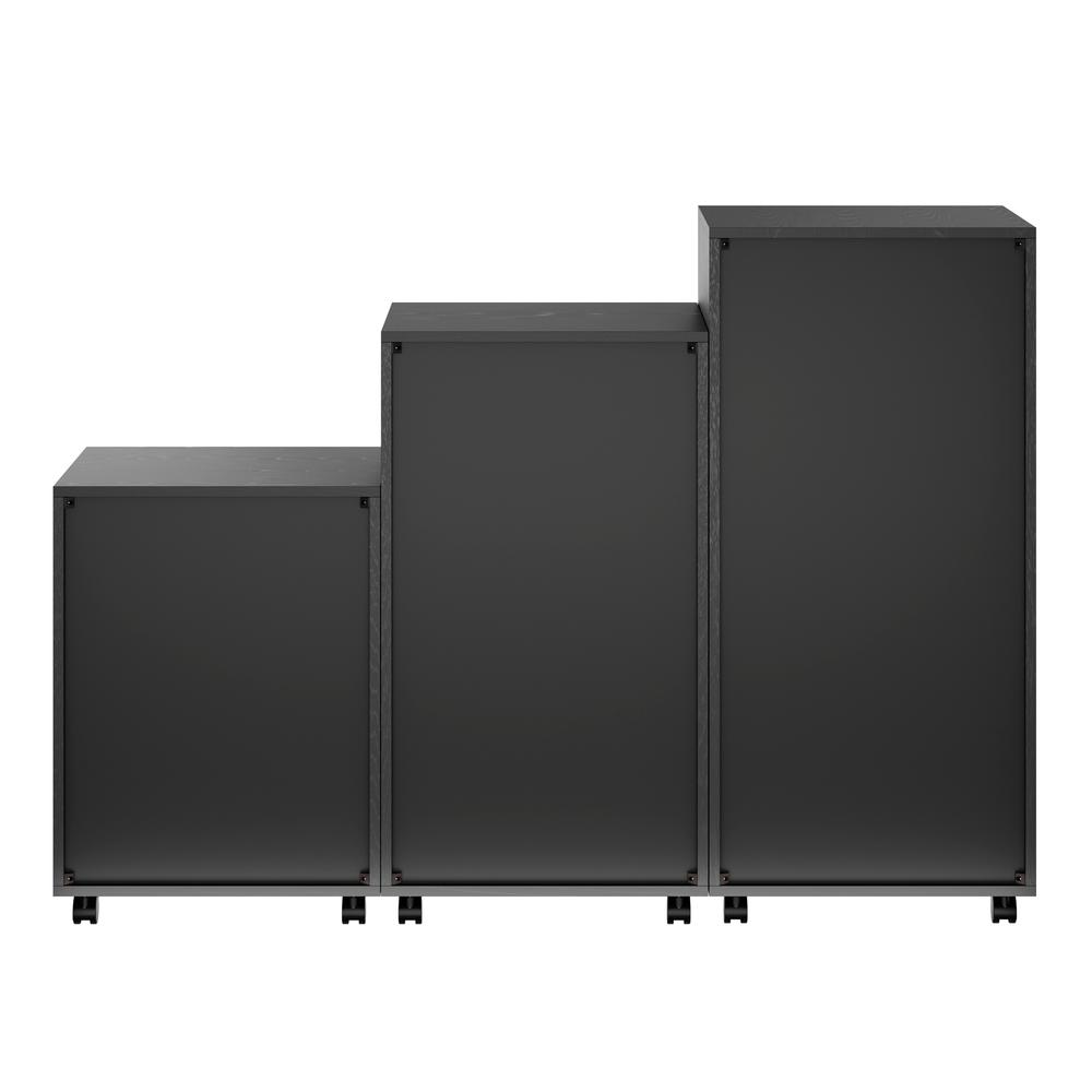 Black Halifax 3-Piece Multi-Drawer Storage Cabinet set with multiple drawers and metal handles, ideal for organizing spaces.